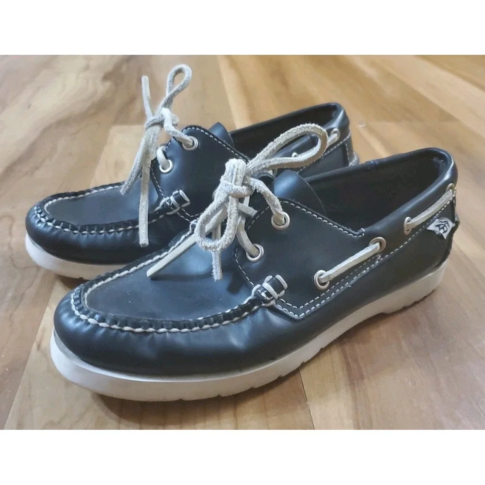 Brooks Brothers Boat Shoes Casual Navy Leather Preppy Little Boys US Size 1